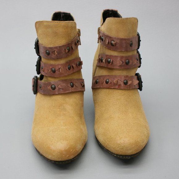 Anthropologie OTBT Ladies 6.5 Valley View Honey Side-zip Ankle Strap Booties - Picture 5 of 12